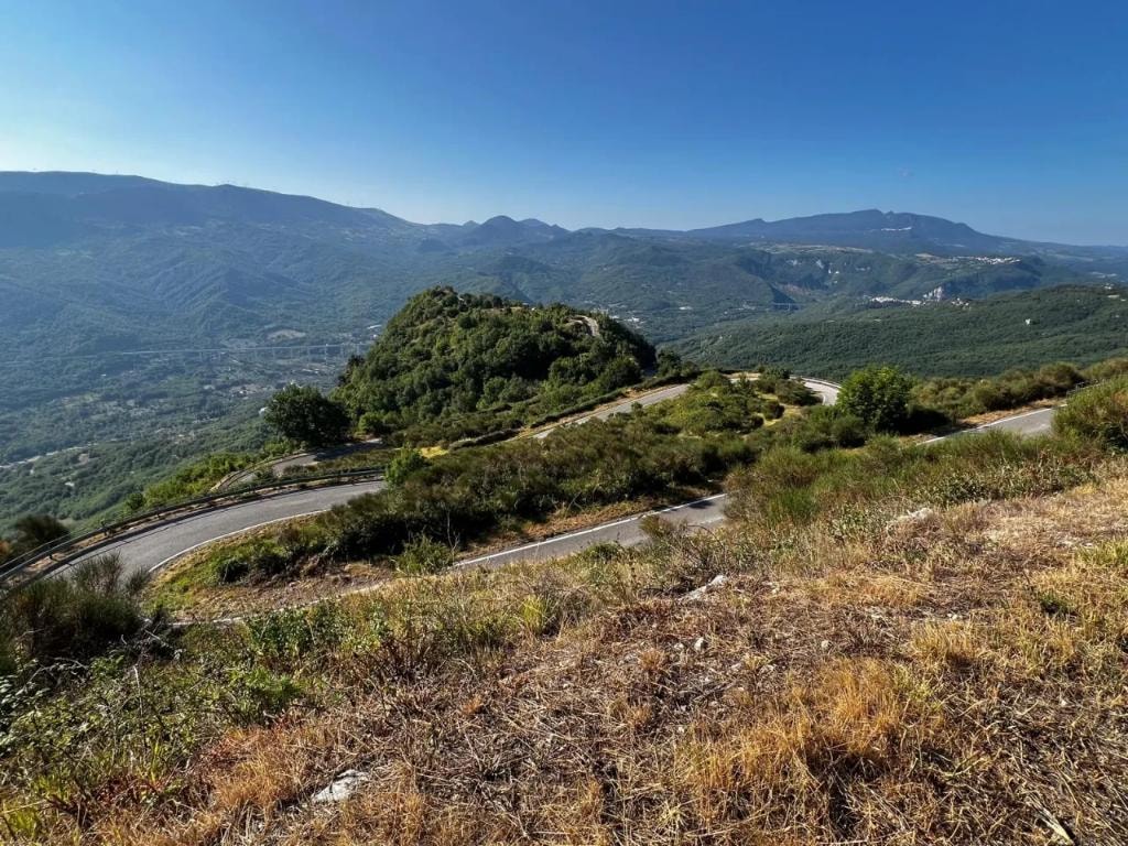 Panoramic mountain valley view from high Abruzzo road