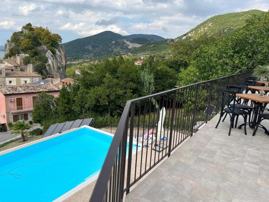Pool terrace overlooking Pietraferrazzana village